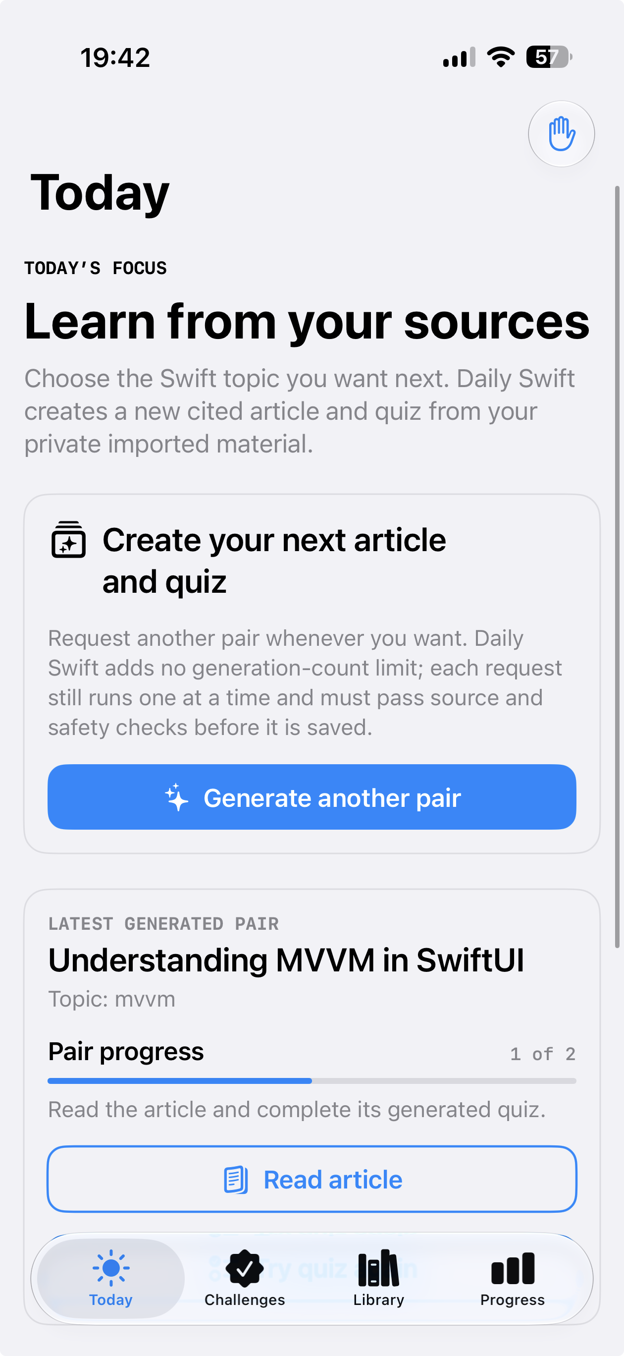 Daily Swift Today screen