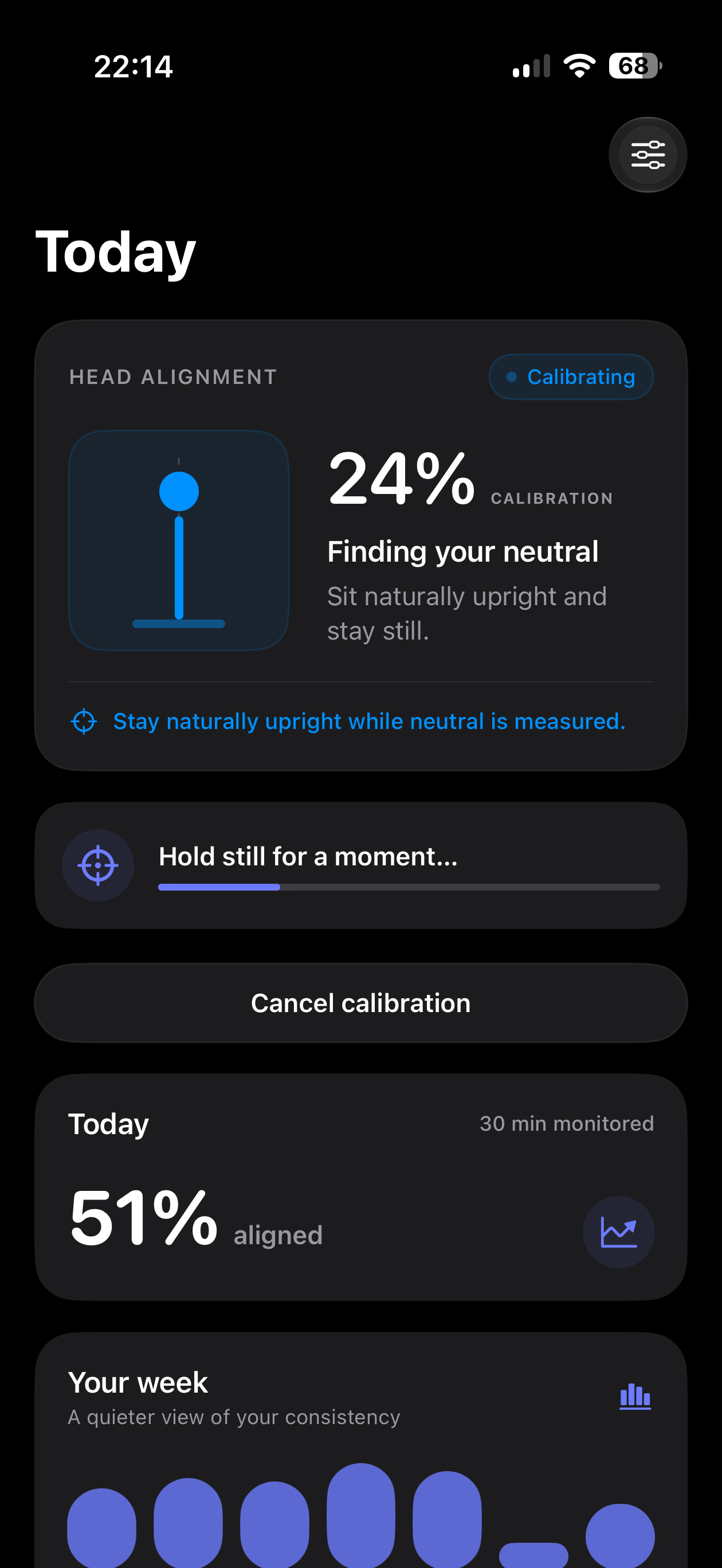 Poschore calibration screen