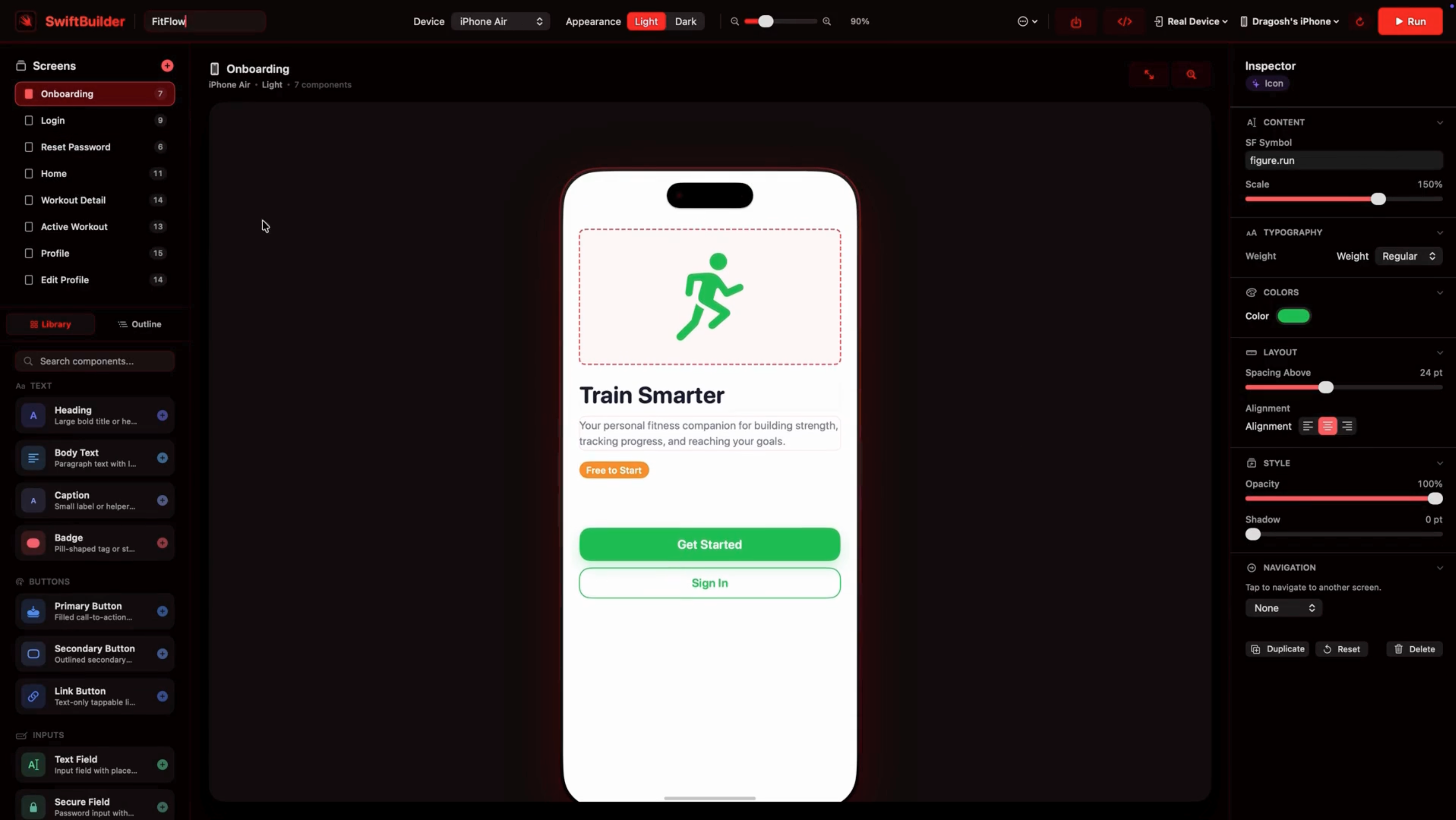 SwiftBuilder macOS workspace